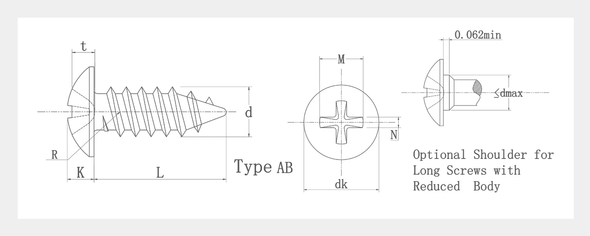 Phillips Truss Head Self Tapping Screws 2D