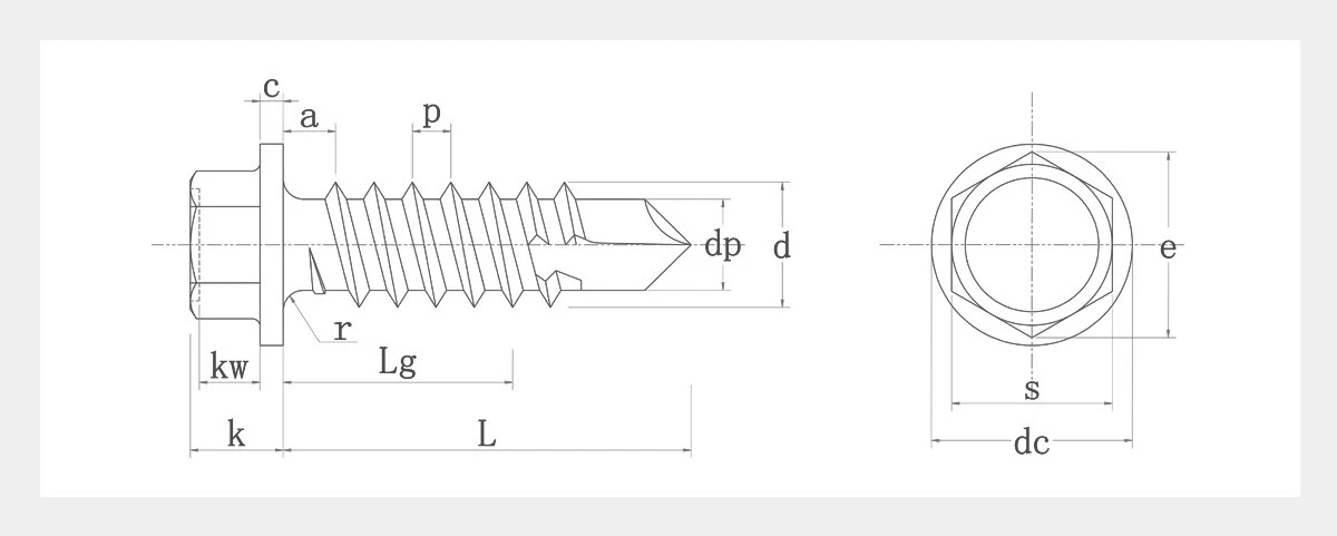 Stainless Steel Hex Head Self Drilling Screws-ISO 15480-2D